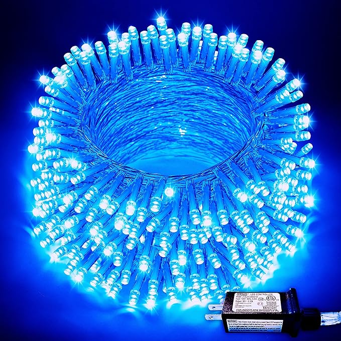 JMEXSUSS Blue Christmas String Lights Indoor Outdoor, 66ft 200 LED Blue String by JMEXSUSS