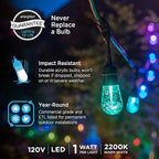 Enbrighten Vintage Outdoor String Lights, 12 RGB Acrylic Bulbs, Weatherproof - Image 2