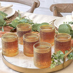 Kate Aspen Beaded Amber Drinking Glasses Set of 6-10 oz Vintage Glassware Set - Image 4
